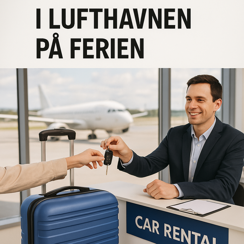 Illustration of Guide til at leje bil i lufthavnen på ferien